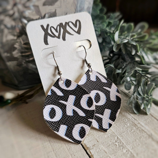 Black XOXO Faux Leather Dangle Earrings