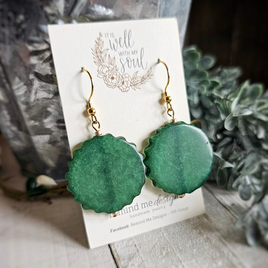 Green Acrylic Beaded Dangle Earrings