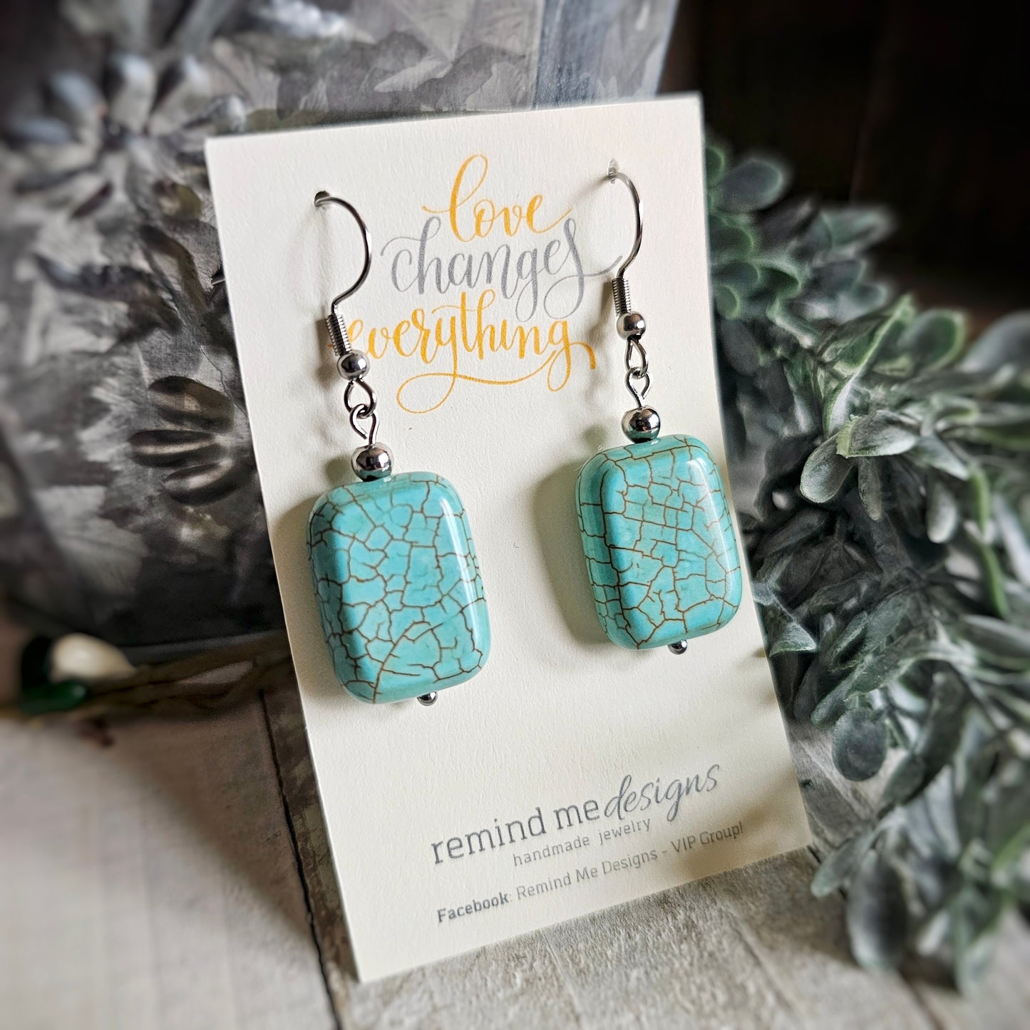 Turquoise Beaded Dangle Earrings