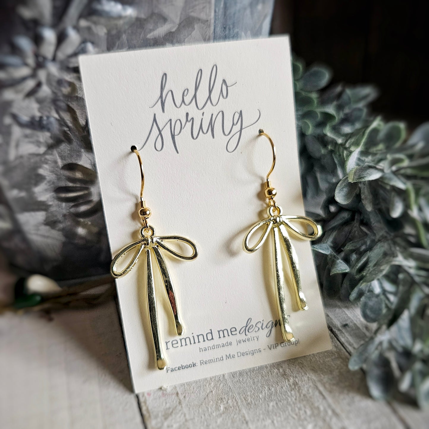 Gold Bow Dangle Earrings