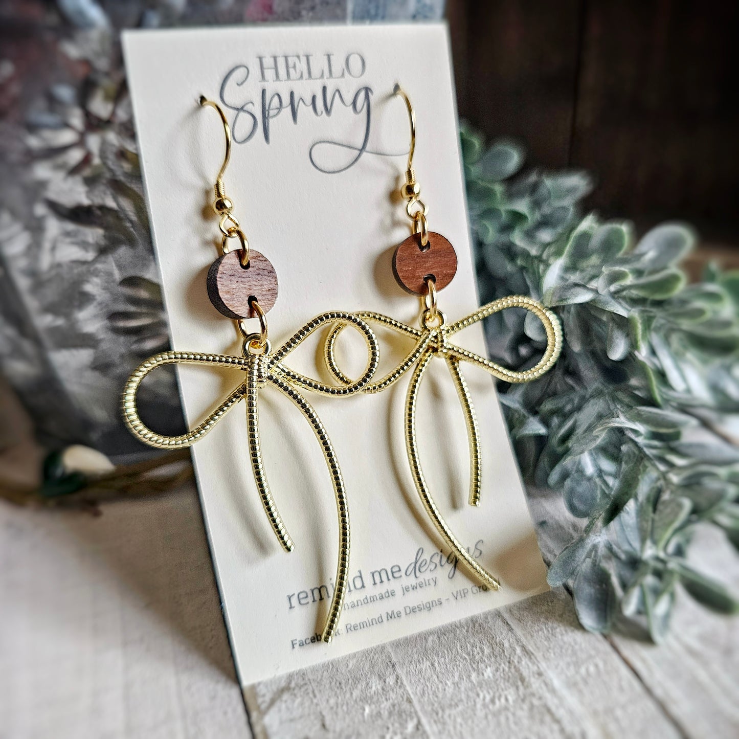 Gold Bow Dangle Earrings