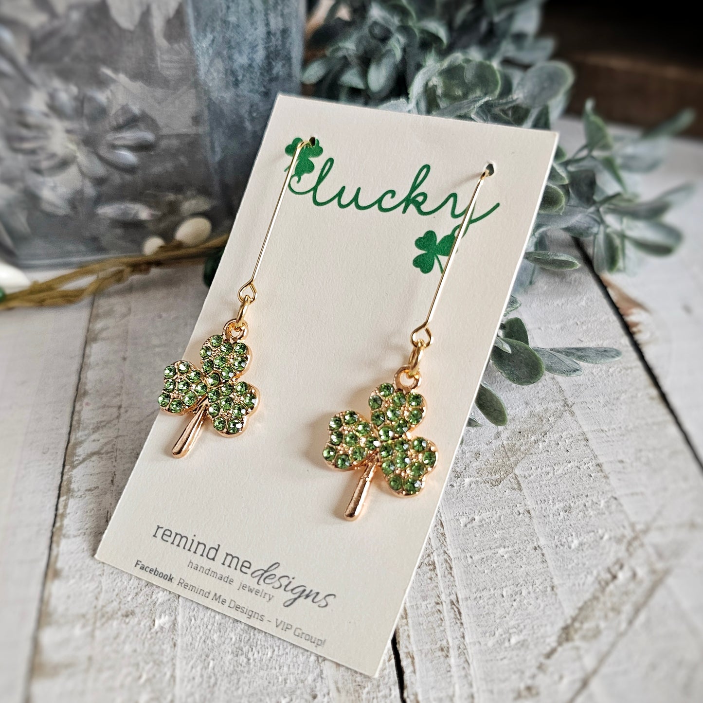 Light Green Shamrock Charm Dangle Earrings