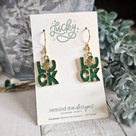Shamrock Luck Charm Dangle Earrings