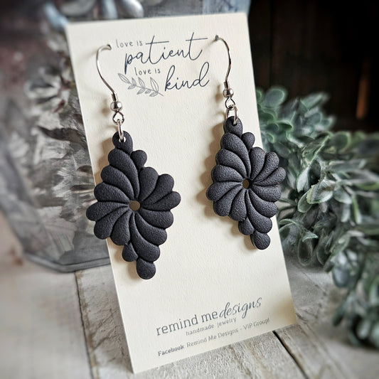 Black Polymer Clay Dangle Earrings