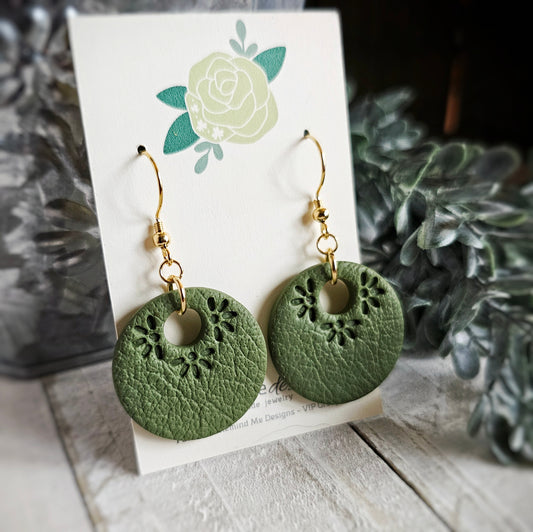 Green Polymer Clay Dangle Earrings