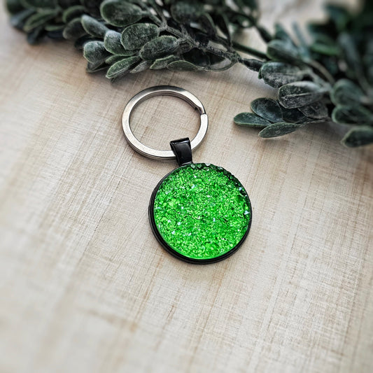 Green Druzy Keychain