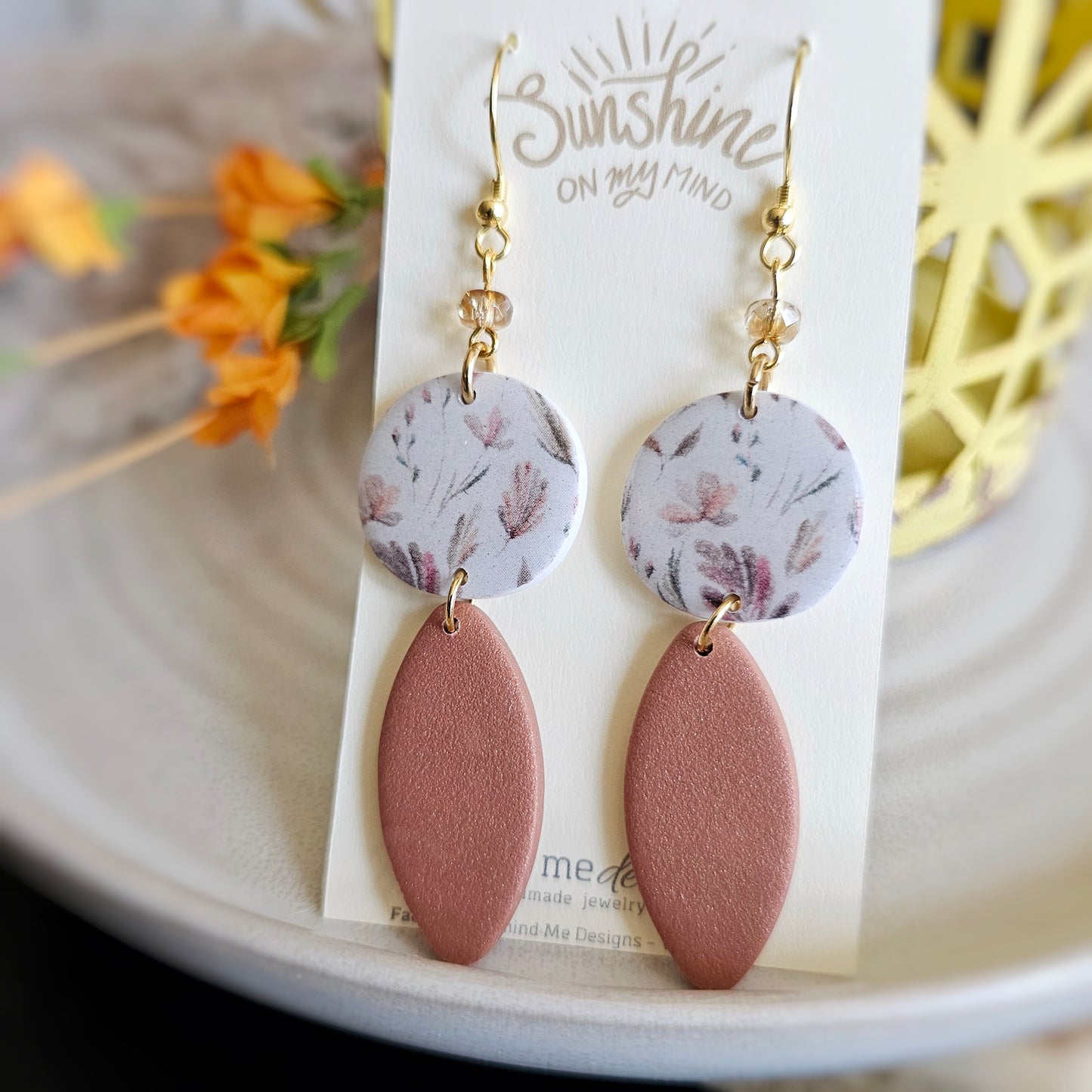 Rosy Bronze Polymer Clay Dangle Earrings