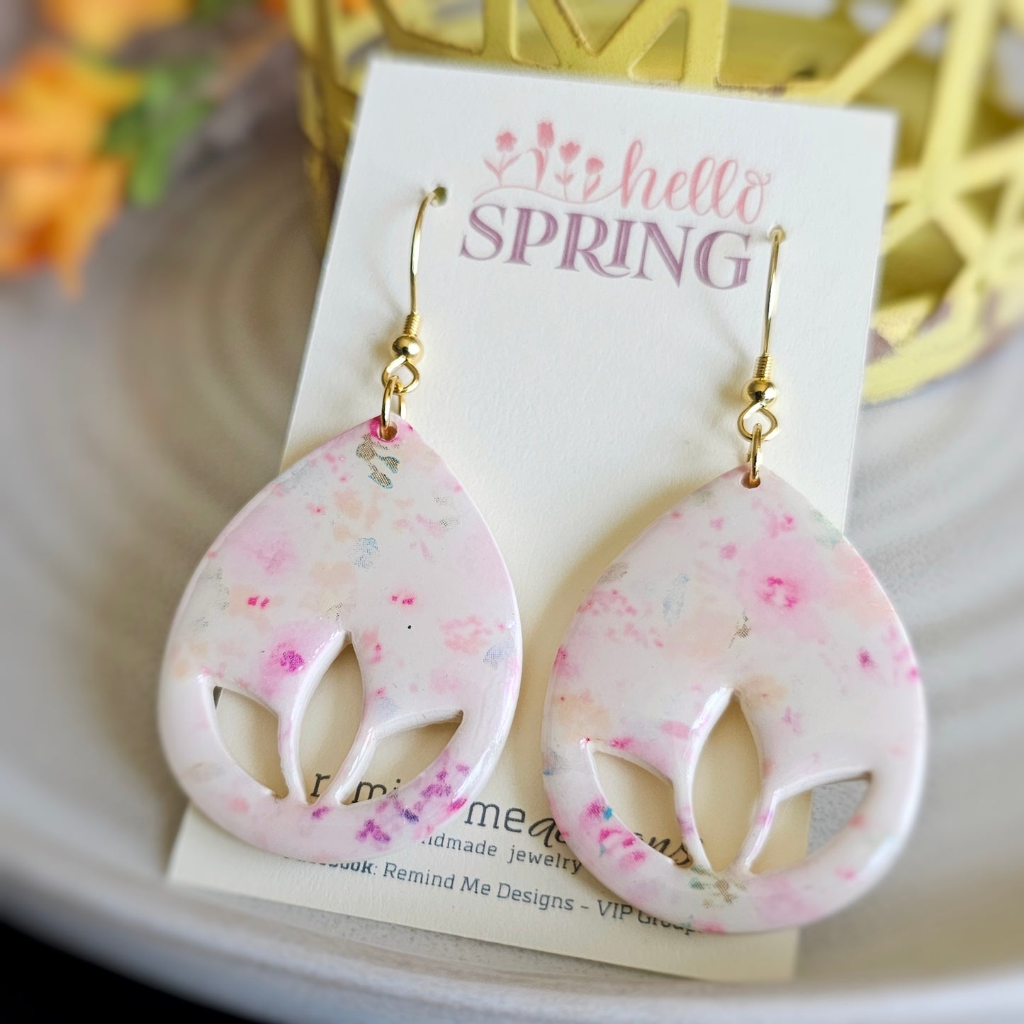 Floral Polymer Clay Dangle Earrings