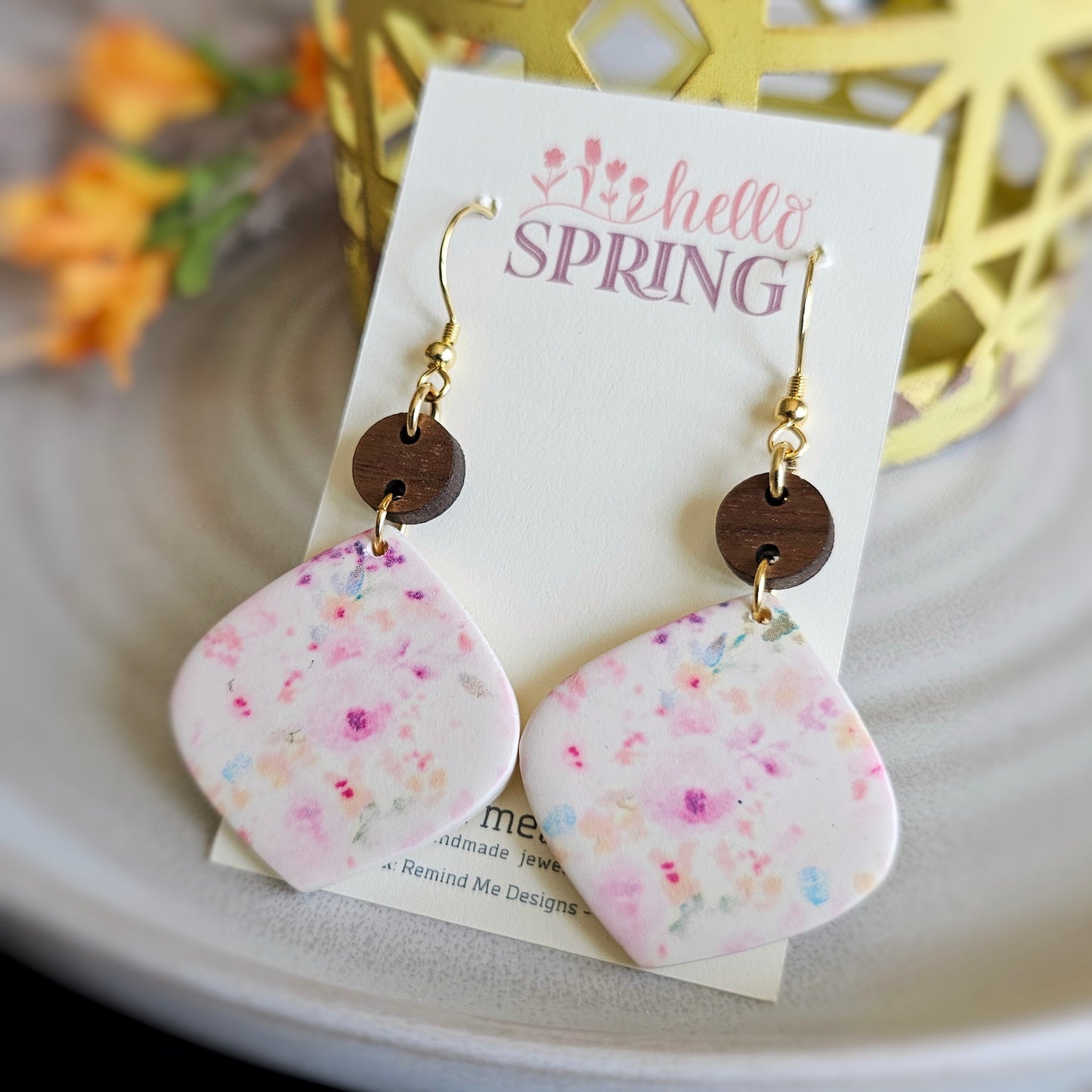 Floral Polymer Clay Dangle Earrings