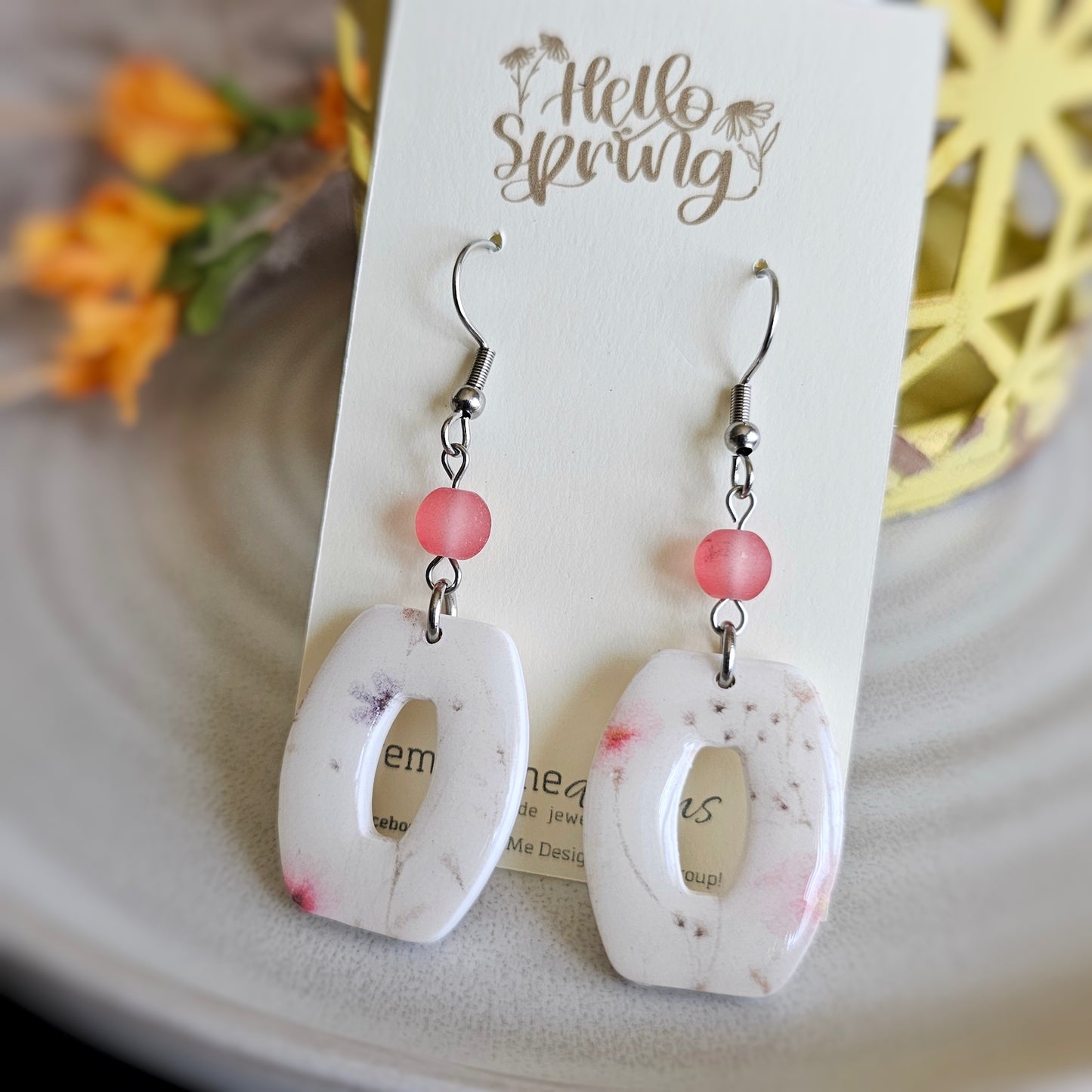 Floral Polymer Clay Dangle Earrings