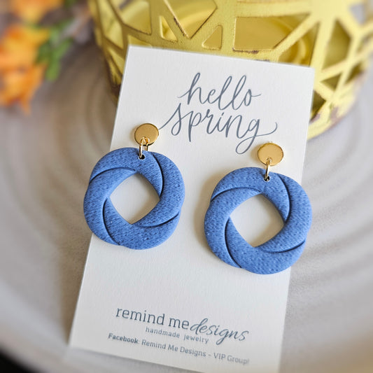 Dusty Blue Clay Dangle Earrings