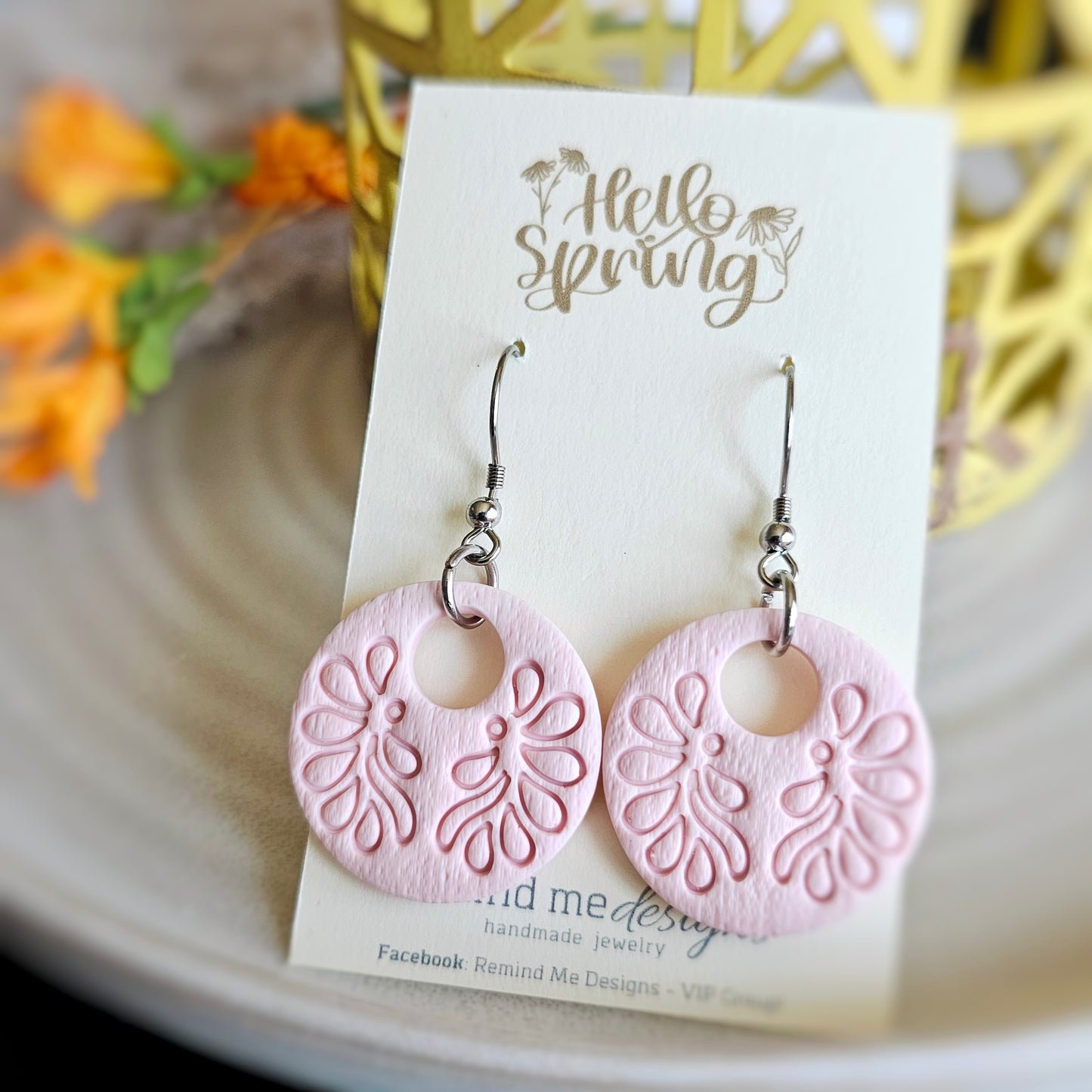 Light Pink Clay Dangle Earrings