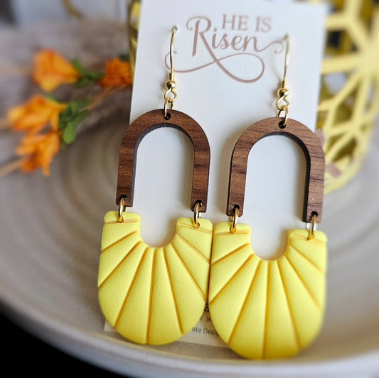Bright Yellow Polymer Clay Dangle Earrings