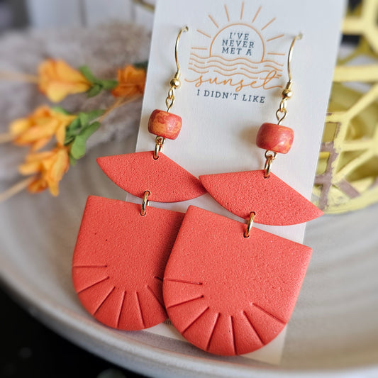 Orange Coral Polymer Clay Dangle Earrings