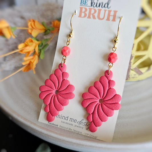 Coral Pink Polymer Clay Dangle Earrings