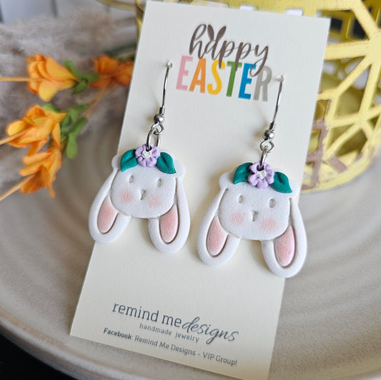 Bunny Polymer Clay Dangle Earrings