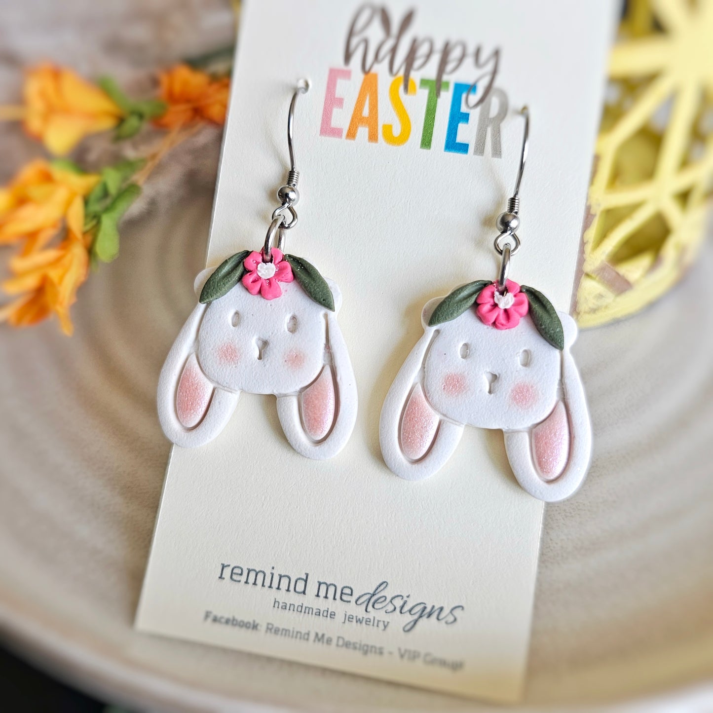 Bunny Polymer Clay Dangle Earrings