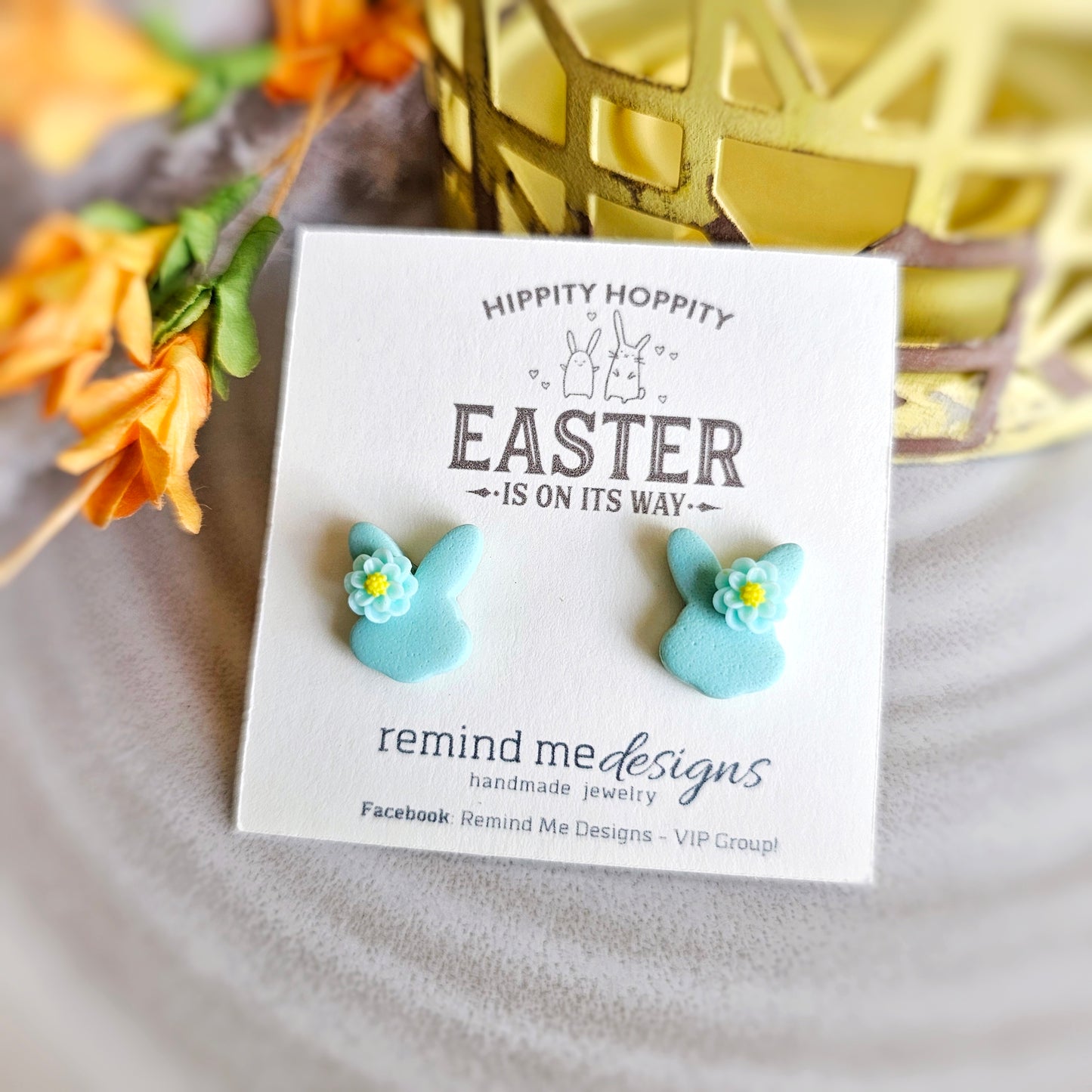 Light Turquoise Bunny Polymer Clay Stud Earrings