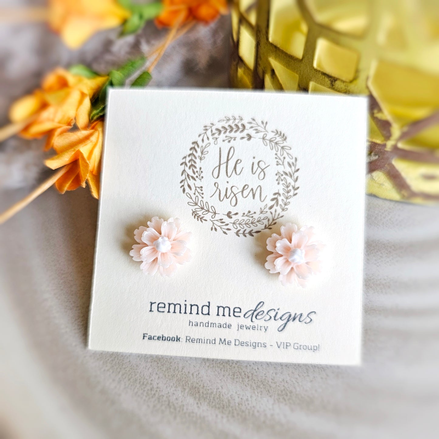 Light Pink Flower Stud Earrings