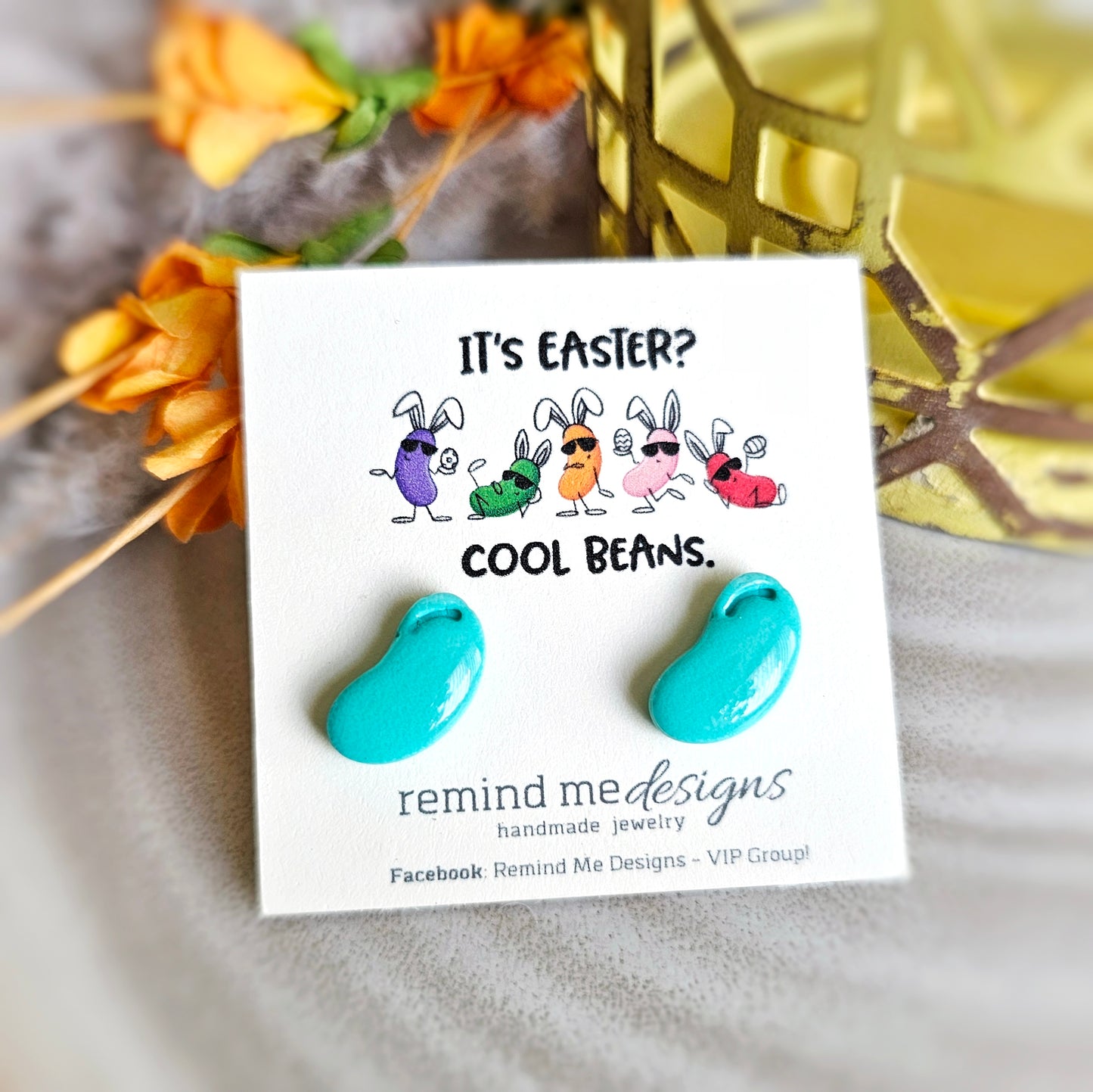 Turquoise Jellybeans Clay Stud Earrings