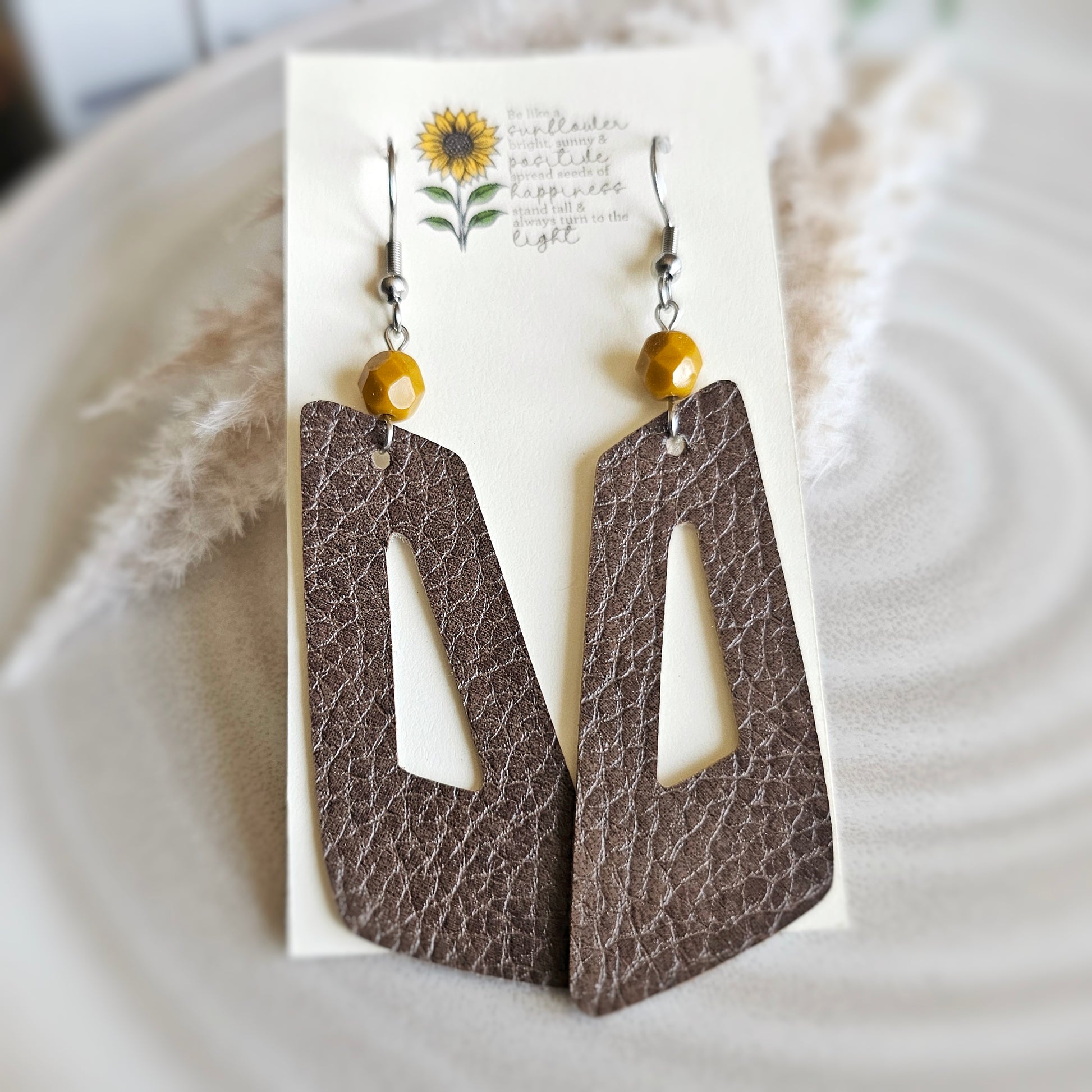 Faux Leather Dangle Earrings – Remind Me Designs - Main Image
