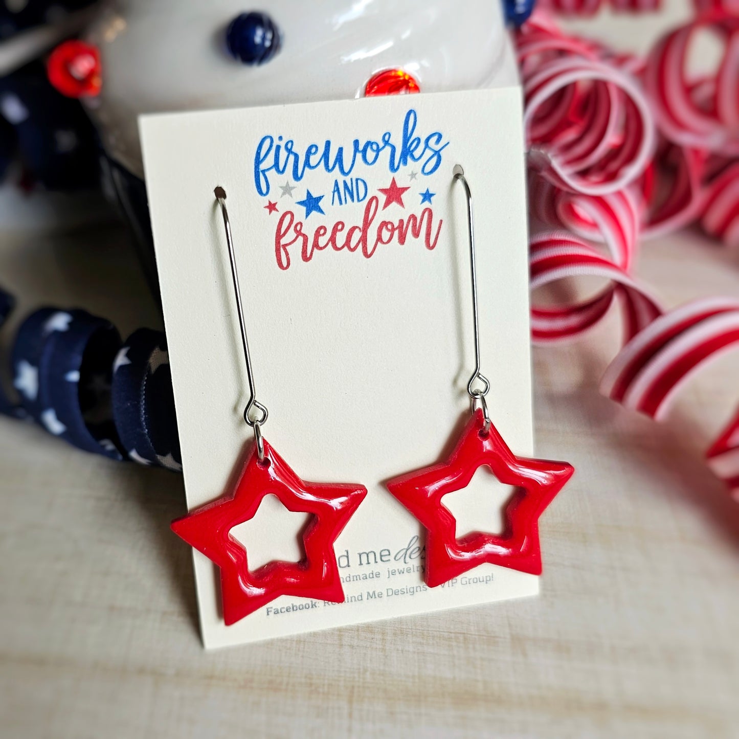Red Star Dangle Earrings