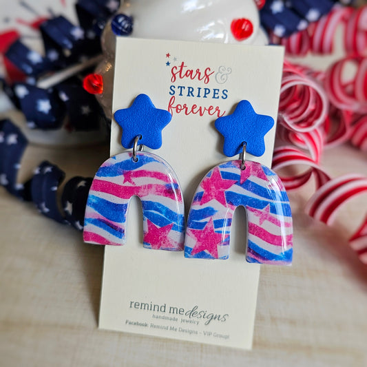 Stars and Stripes Clay Dangle Earrings