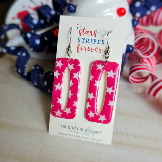 Red Stars Clay Dangle Earrings