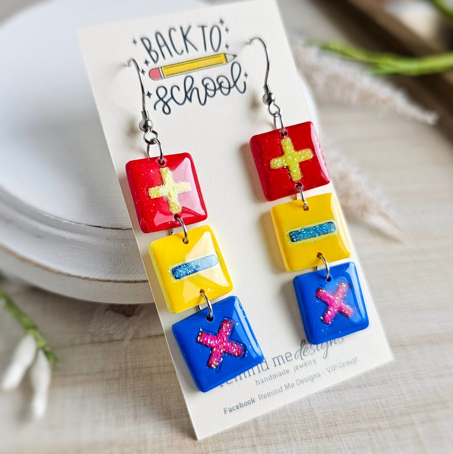 Math School Polymer Clay Dangles