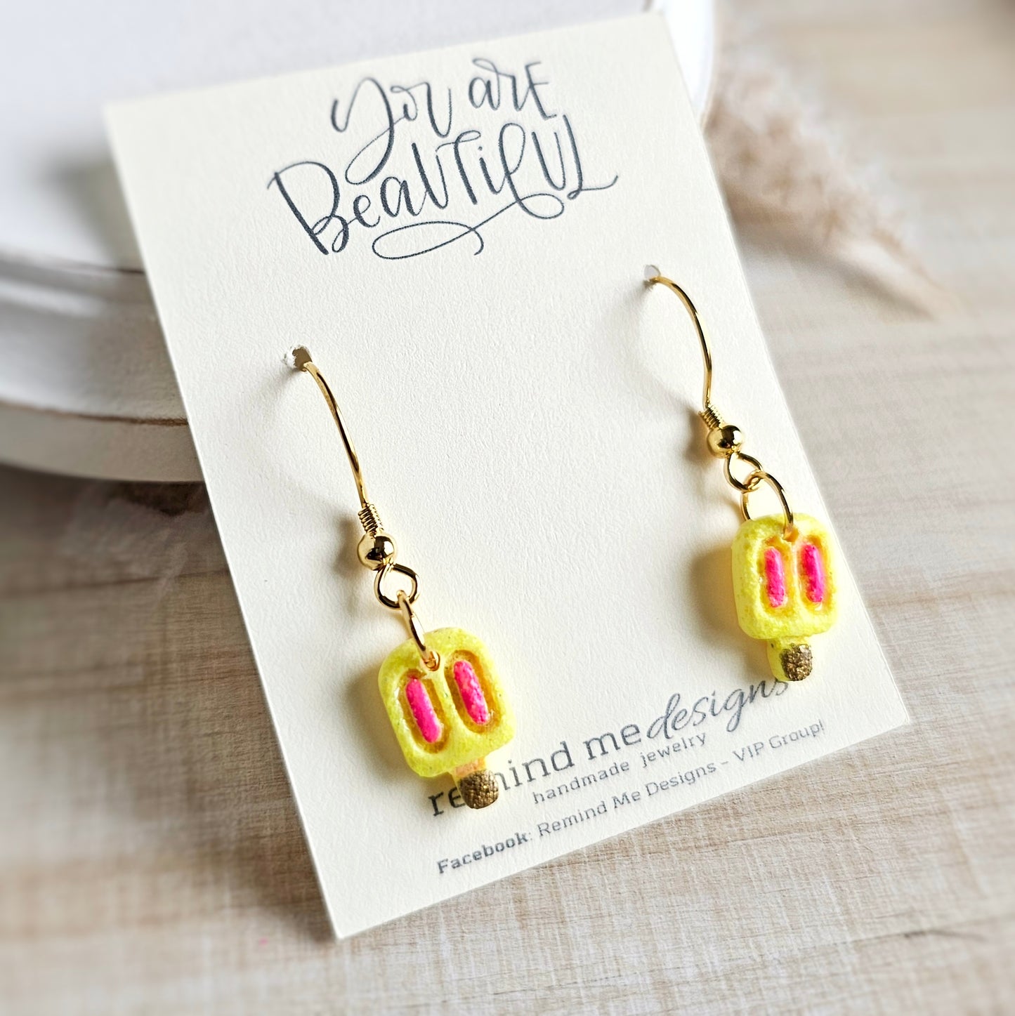 Neon Yellow Glitter Popsicle Polymer Clay Dangles