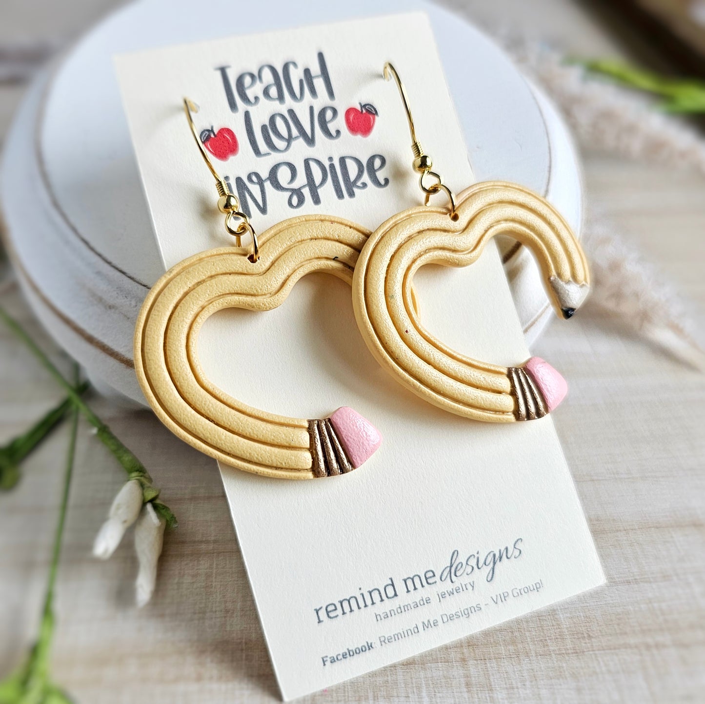 Light Yellow Glitter Pencil Clay Dangle Earrings