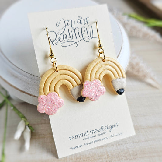 Light Yellow Glitter Pencil Clay Dangle Earrings
