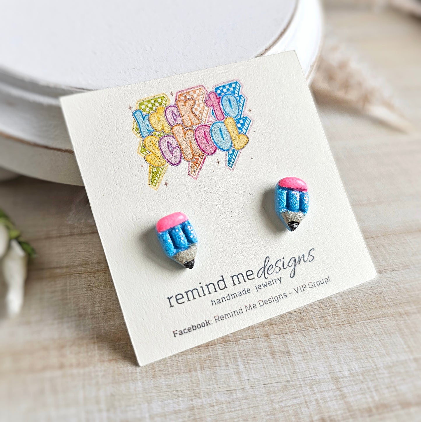 Blue Cotton Candy Glitter Pencil Clay Stud Earrings