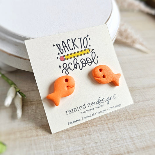 Bright Orange Goldfish Polymer Clay Studs