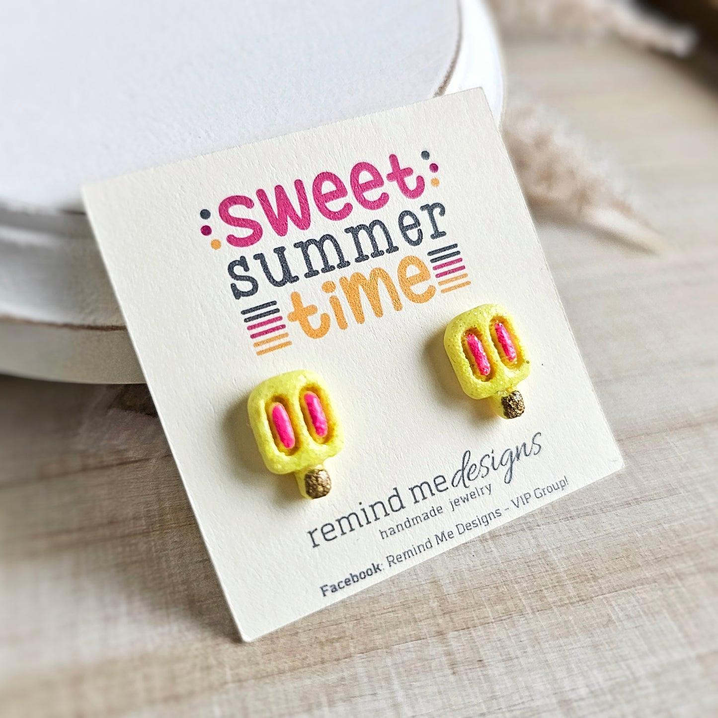 Neon Yellow Glitter Popsicle Polymer Clay Studs