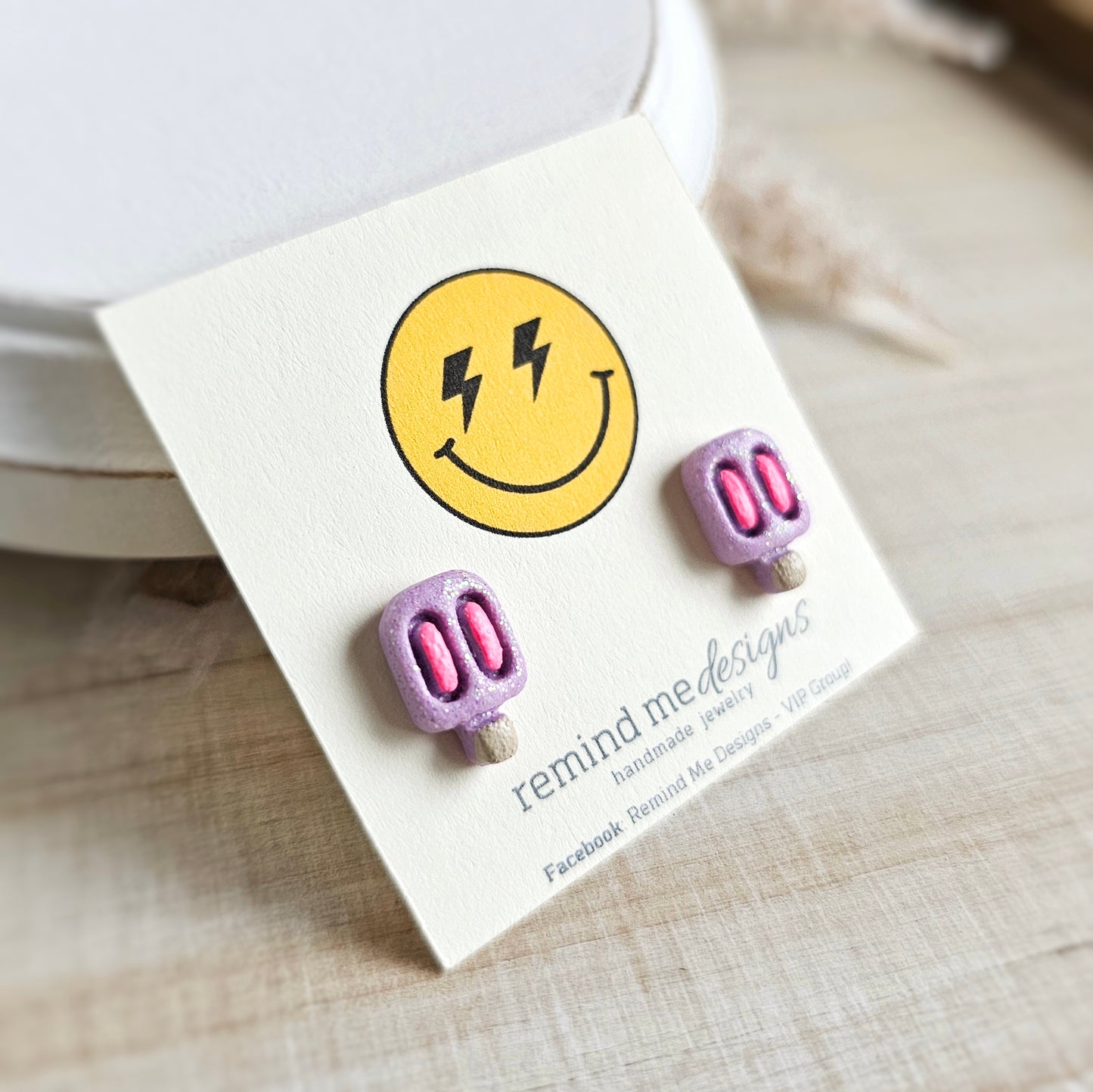 Fairy Purple Glitter Popsicle Polymer Clay Studs