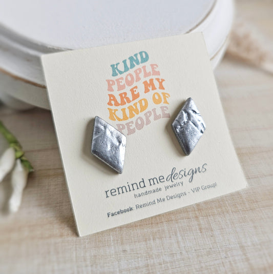 Metallic Silver Polymer Clay Studs