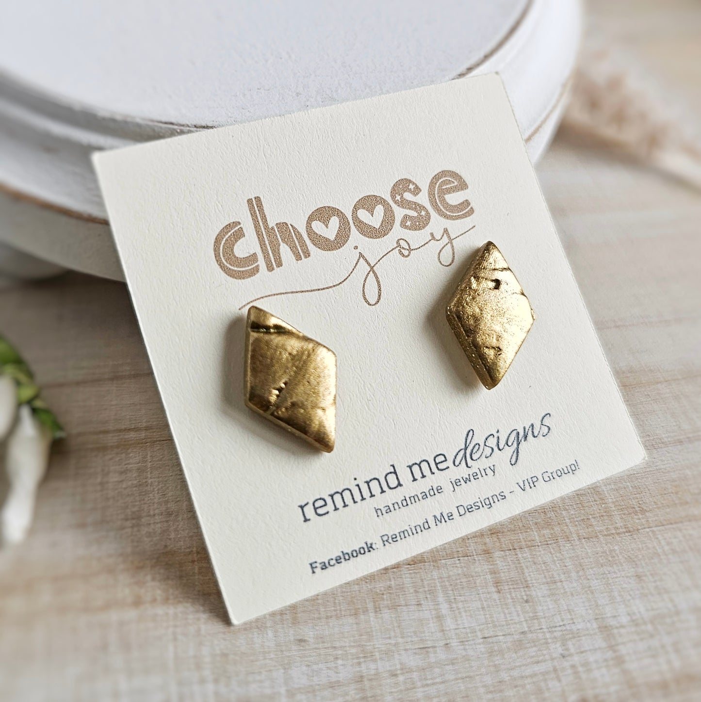 Metallic Gold Polymer Clay Studs