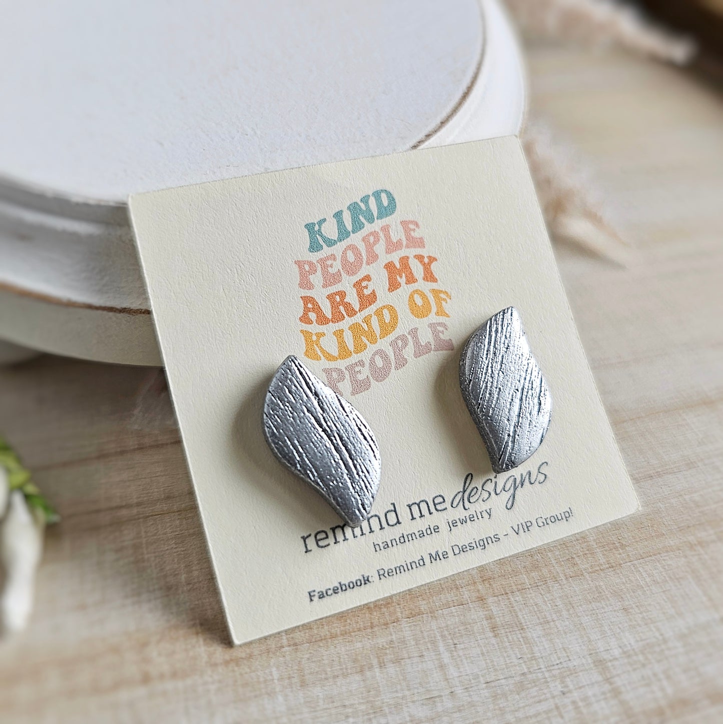 Metallic Silver Polymer Clay Studs