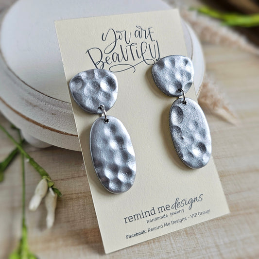 Metallic Silver Polymer Clay Dangles