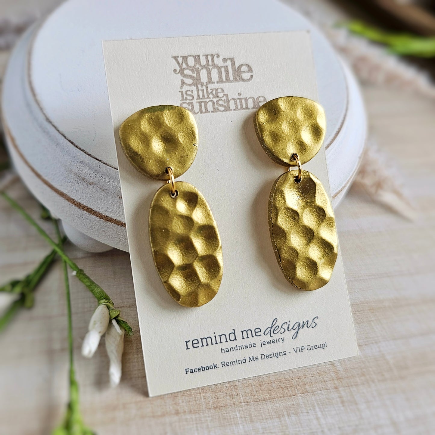 Metallic Gold Polymer Clay Dangles