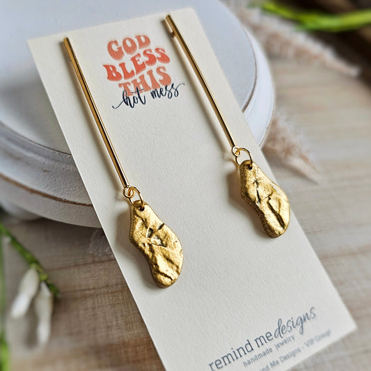 Metallic Gold Polymer Clay Bar Stud Dangles