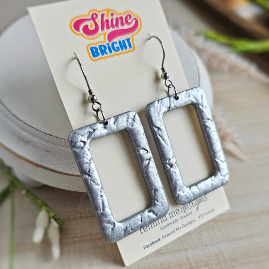 Metallic Silver Polymer Clay Dangles