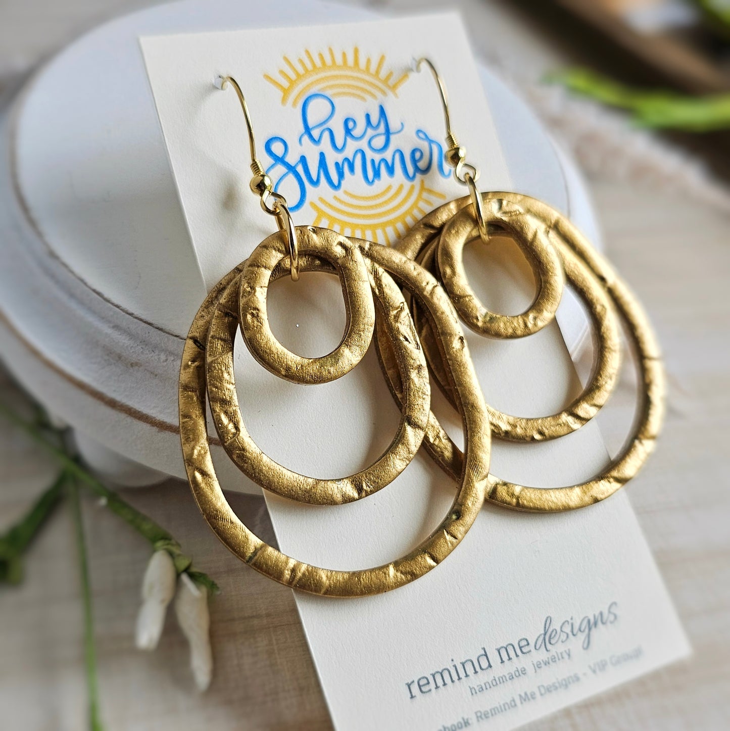 Metallic Gold Polymer Clay Dangles