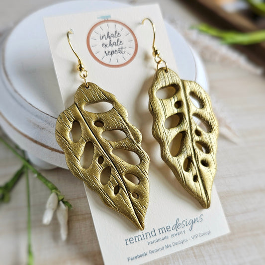Gold Leaf Polymer Clay Dangle Earrings
