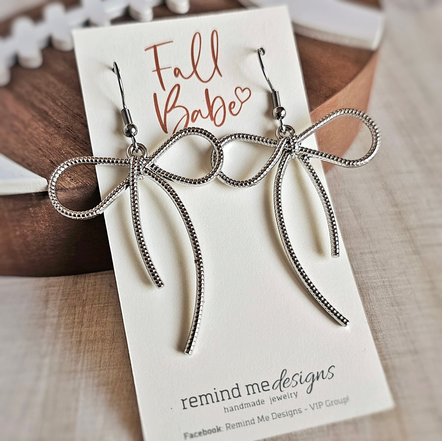 Silver Bow Dangle Earrings