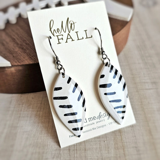Black and White Dangle Clay Earrings