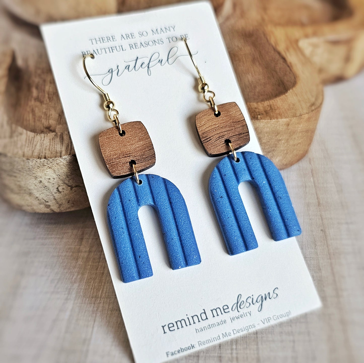 Dusty Blue Clay Dangle Earrings