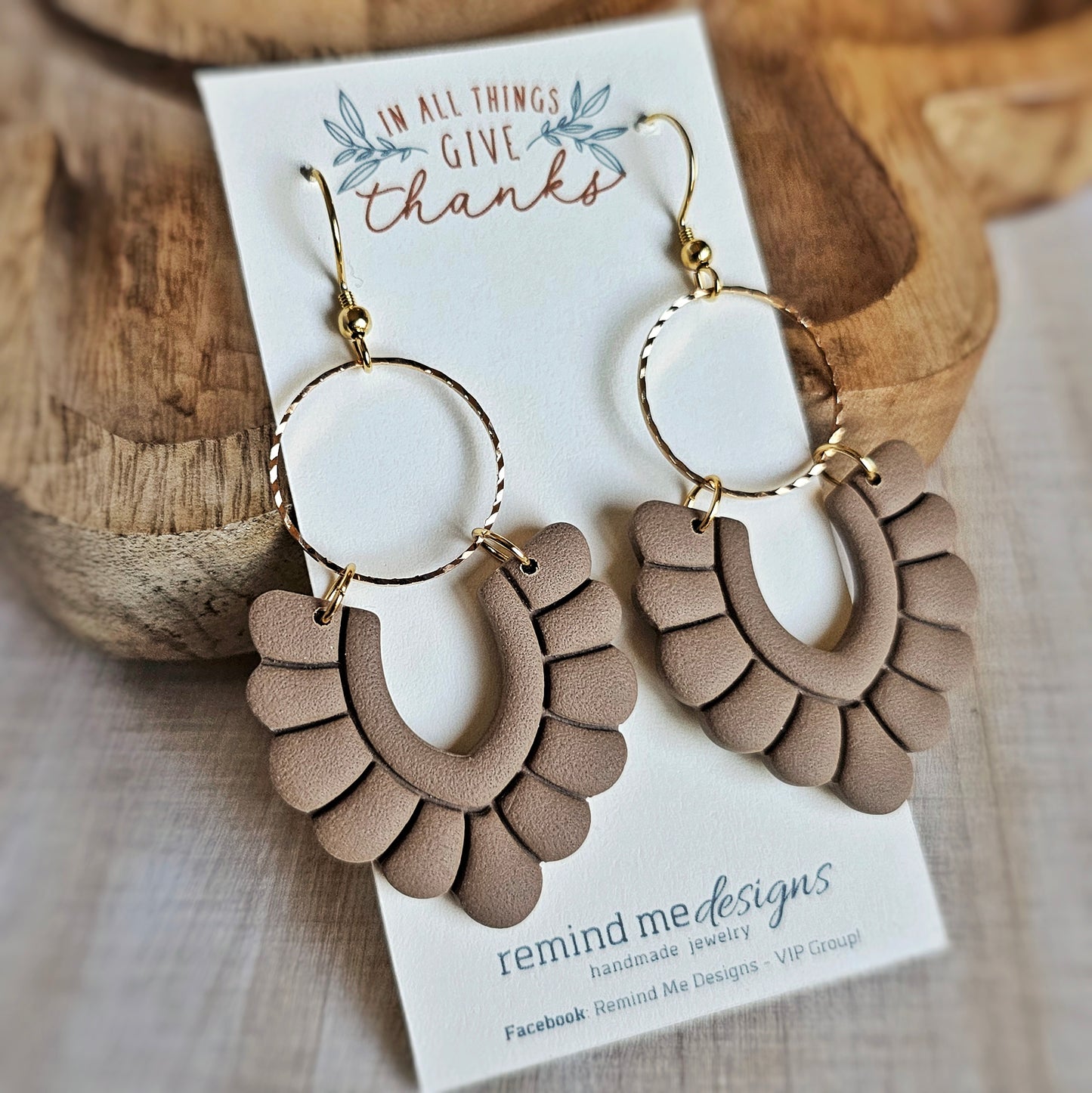 Tan Brown Polymer Clay Dangles