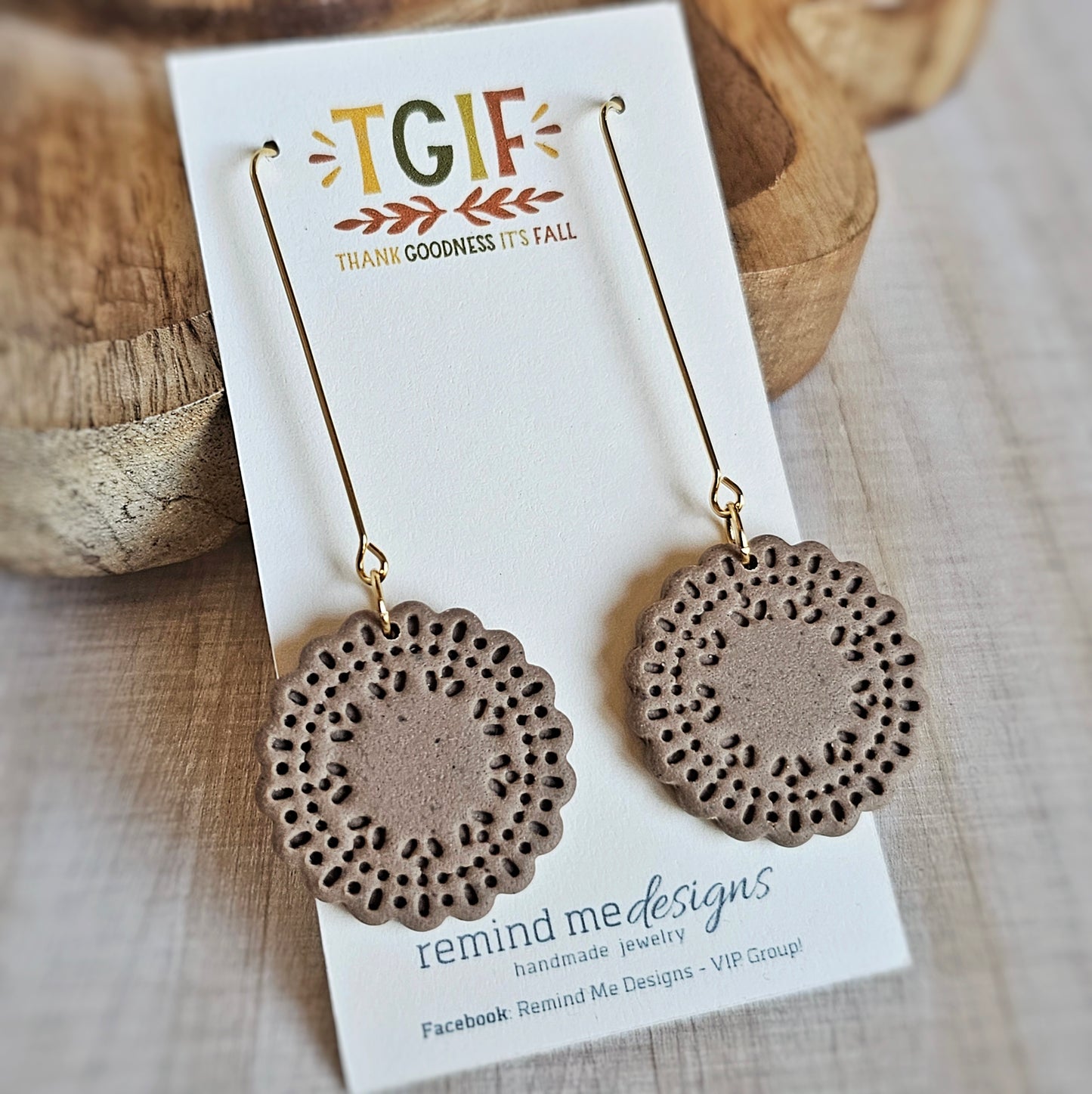 Tan Brown Polymer Clay Dangles